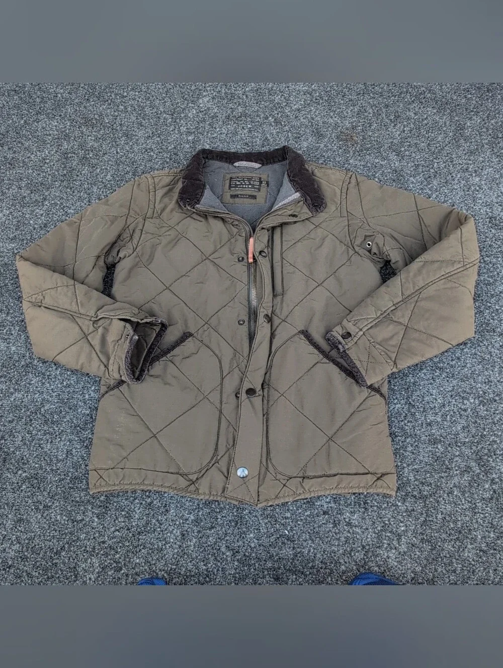 J Crew Sussex Jacket Extra Small Green Military Corduroy Trim Quilted Insulated